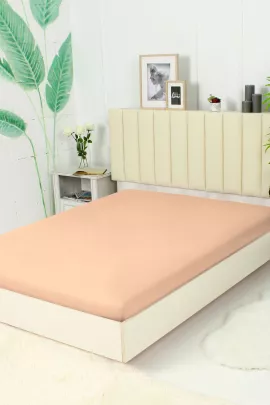 Простыня трикотажная на резинке - Персик