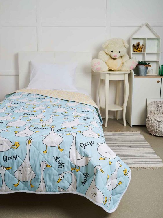 Покрывало детское из поплина - Гусь-обнимусь (мята)