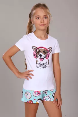 Пижама подростковая Пончики ПД-009-026 белый последний размер