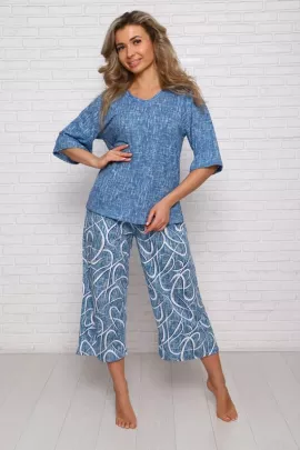 Костюм Ранеля Голубой ( брюки с рисунком)