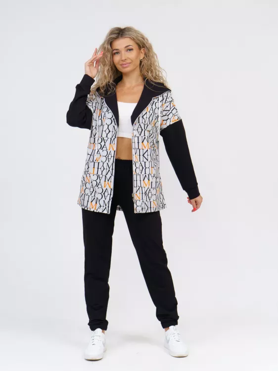 Костюм спортивный Фаворитка 4 (черно-бел-оранж)