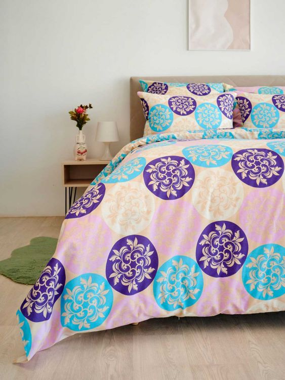 Пододеяльник поплин - Медальоны, цвет сине-фиолетовый