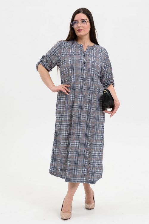Платье 95512 серая клетка последний размер