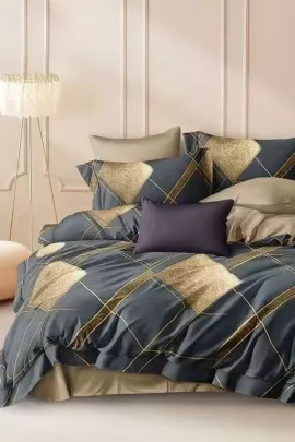 Постельное белье поплин люкс - Золотые ромбы