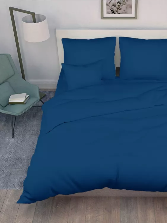 Постельное белье поплин гладкокрашеный - Голубой сапфир