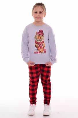 Пижама подростковая 12-103 (светло-серый) Тигр в шапке