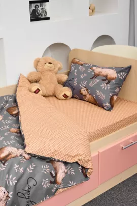 Постельное белье детское поплин с простыней на резинке - Капибары