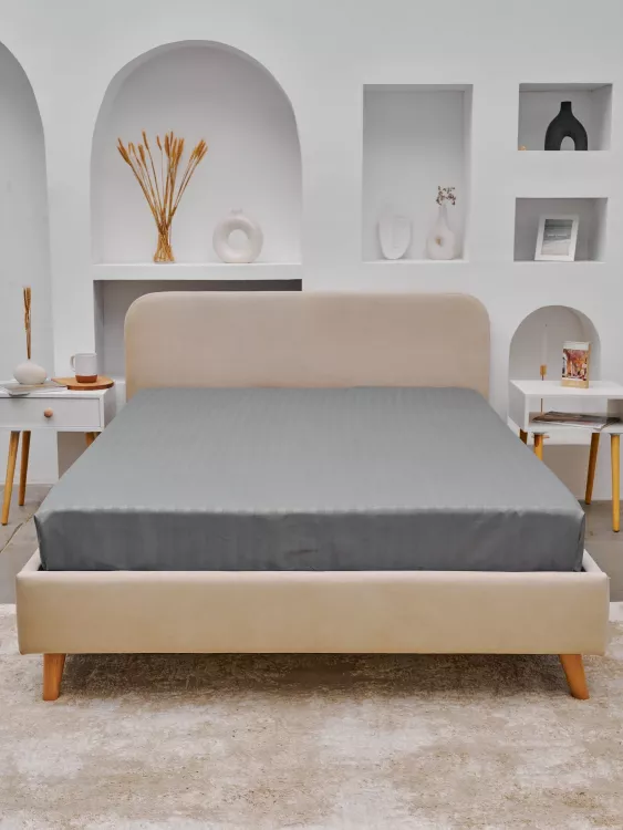 Простыня Микрофибра Страйп - Светлый серый