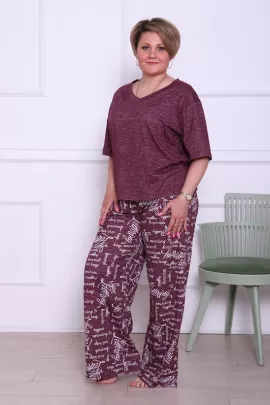 Костюм Агния Бордо (брюки рисунок)