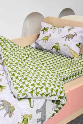 Постельное белье детское поплин с простыней на резинке - Юрский период