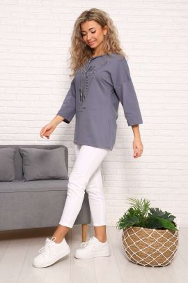 Туника женская со спущенным рукавом 130454 графит последний размер
