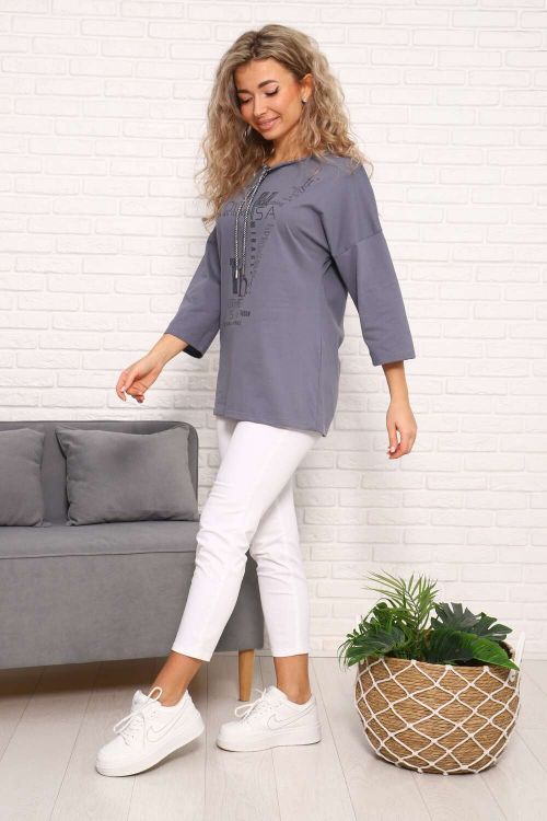 Туника женская со спущенным рукавом 130454 графит последний размер